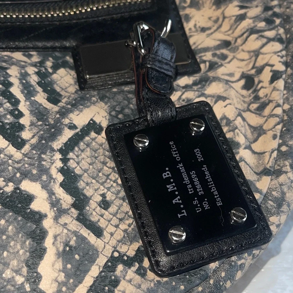 Sale 🔥 L.A.M.B. Snakeskin print Leather Hobo Bag. NWT 11x14" - Picture 3 of 10